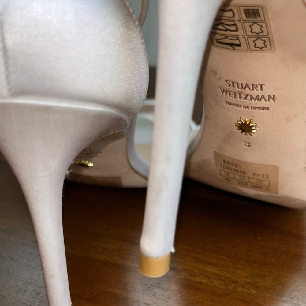 Stuart Weitzman Satin Bow Crystal Heels – Elegant Bridal/Evening Sandals sz 8 - Picture 8 of 12